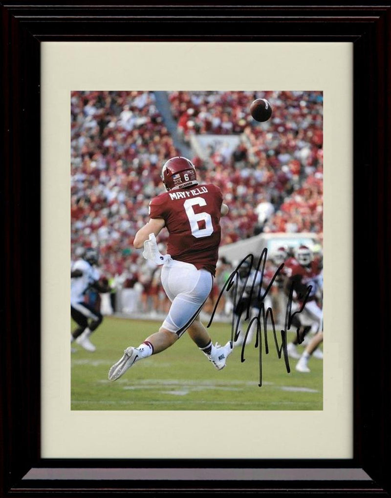 Framed 8x10 Baker Mayfield Autograph Promo Print - Oklahoma Sooners- Heisman Throw Framed Print - College Football FSP - Framed   