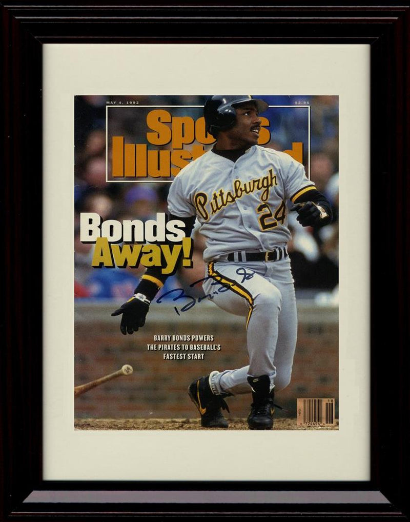 Framed 8x10 Barry Bonds - Sports Illustrated Bonds Away - Pittsburgh Pirates Autograph Replica Print Framed Print - Baseball FSP - Framed   