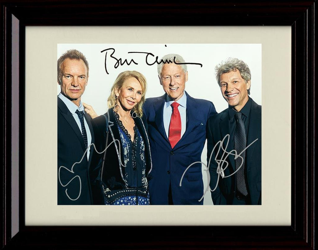 Unframed Bill Clinton Autograph Promo Print - With Sting And  Jon Bon Jovi - Group Photo Unframed Print - History FSP - Unframed   