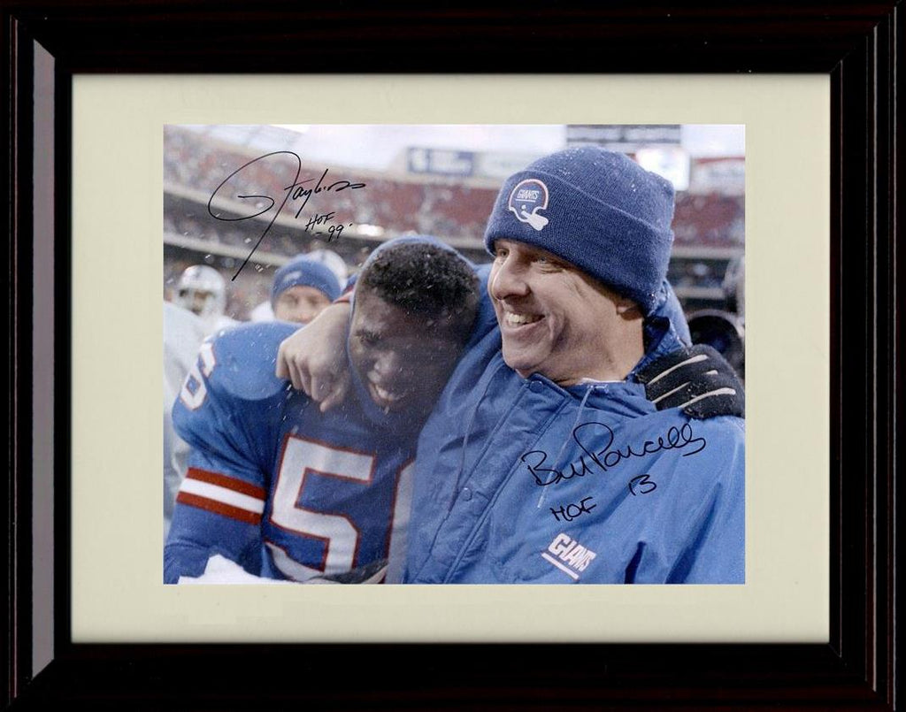 Unframed Bill Parcells And Lawrence Taylor - New York Giants Autograph Promo Print - Arm Around Shoulder With HOF Years Unframed Print - Pro Football FSP - Unframed   