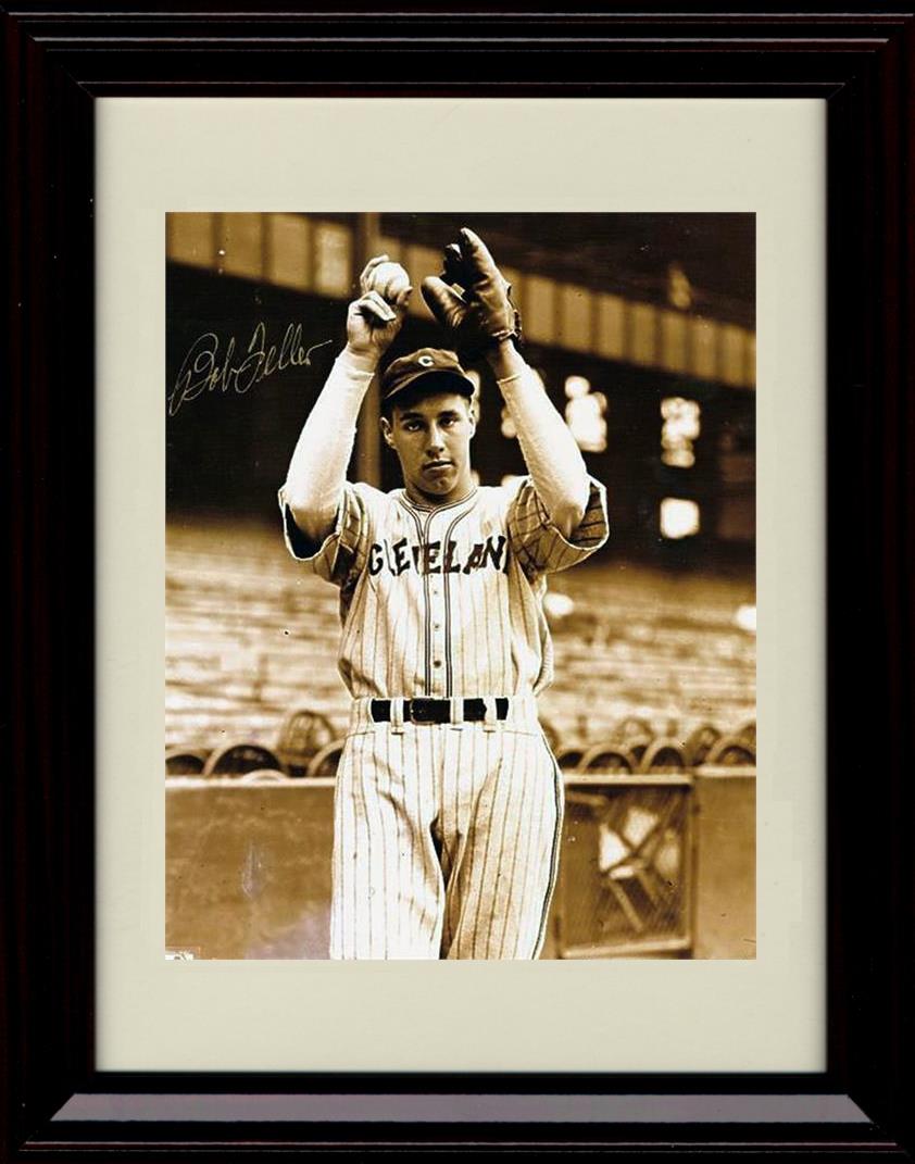 Framed 8x10 Bob Feller - Black And White - Cleveland Indians Autograph Replica Print Framed Print - Baseball FSP - Framed   