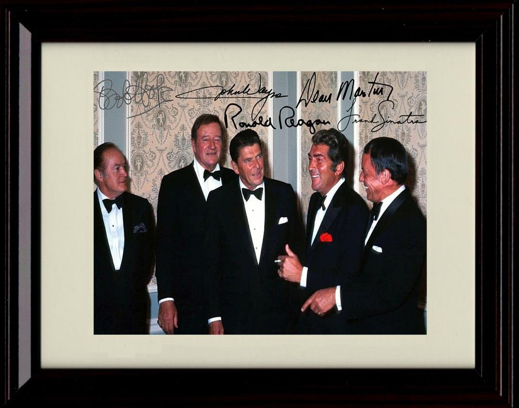 Unframed Bob Hope With Friends Autograph Promo Print - John Wayne, Dean Martin, Ronald Reagan and Frank Sinatra Unframed Print - History FSP - Unframed   