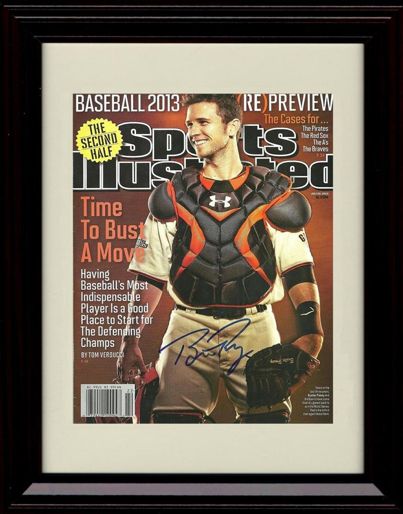 Framed 8x10 Buster Posey - Sports Illustrated Cover Time To Bust A Move - San Francisco Giants Autograph Replica Print Framed Print - Baseball FSP - Framed   