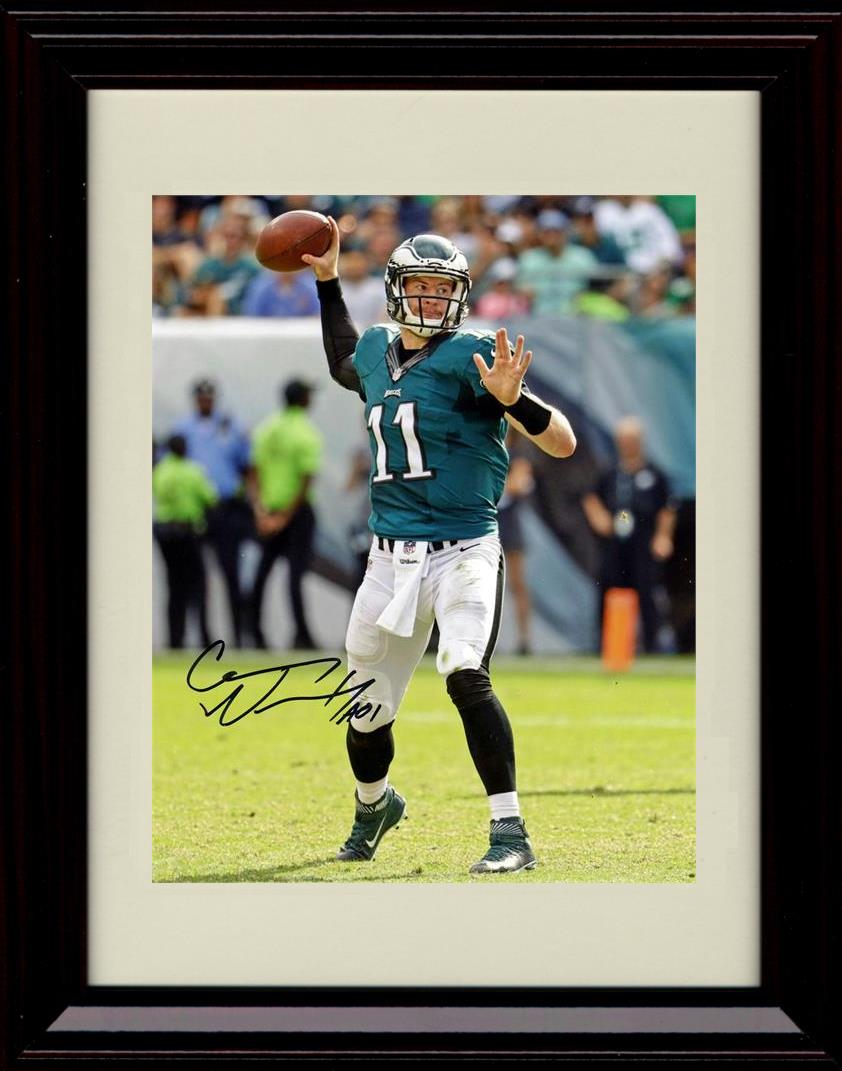 8x10 Framed Carson Wentz - Philadelphia Eagles Autograph Promo Print - Passing Framed Print - Pro Football FSP - Framed   