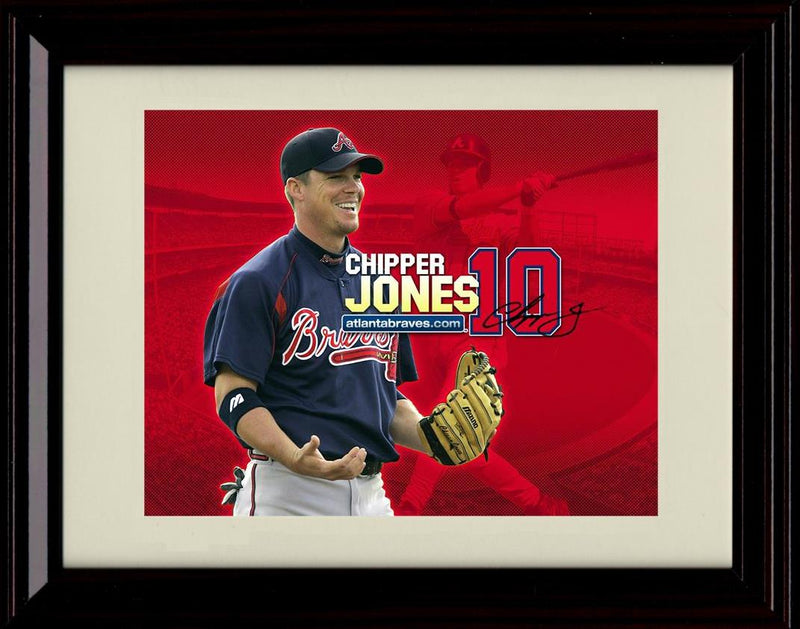 Framed 8x10 Chipper Jones - Signed Poster - Atlanta Braves Autograph Replica Print Framed Print - Baseball FSP - Framed   