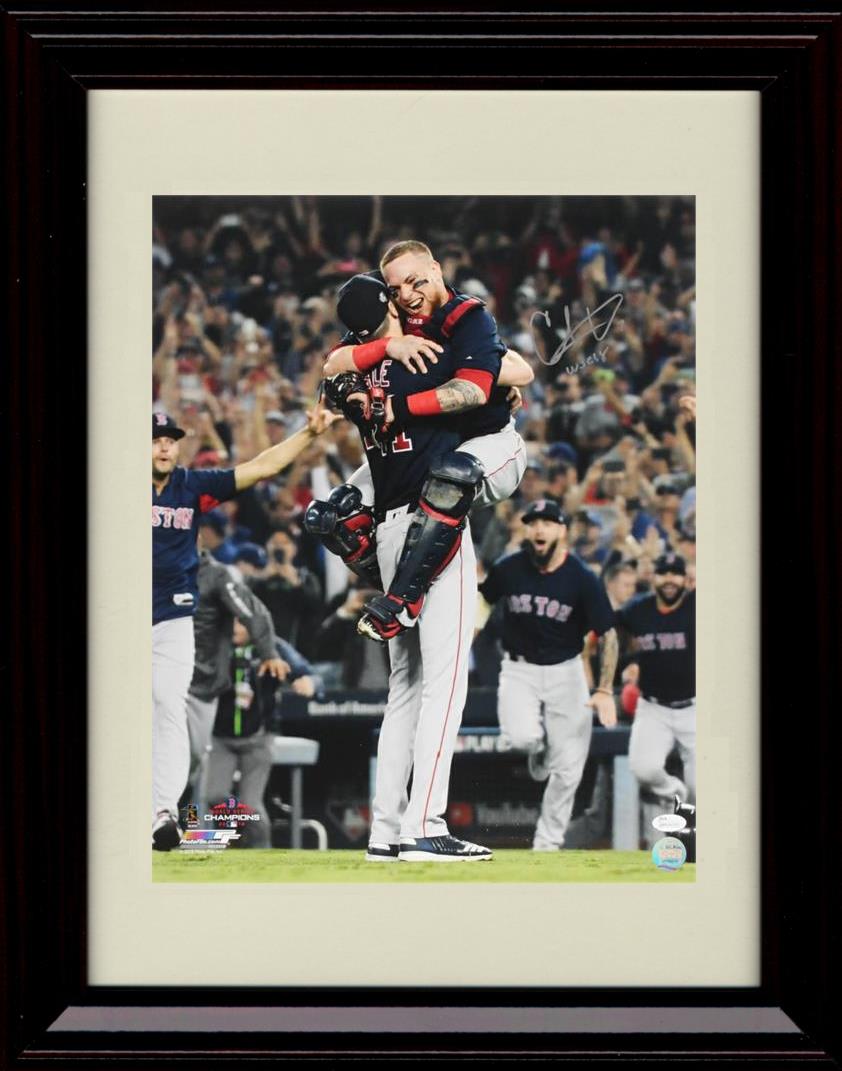 Framed 8x10 Christian Vazquez - Celebration Hug - Red Sox Autograph Replica Print Framed Print - Baseball FSP - Framed   