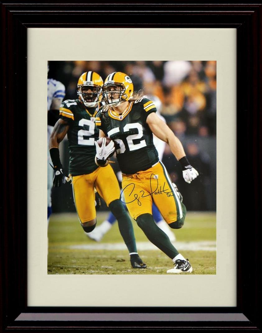 8x10 Framed Clay Matthews - Green Bay Packers Autograph Promo Print - Running The Ball Framed Print - Pro Football FSP - Framed   