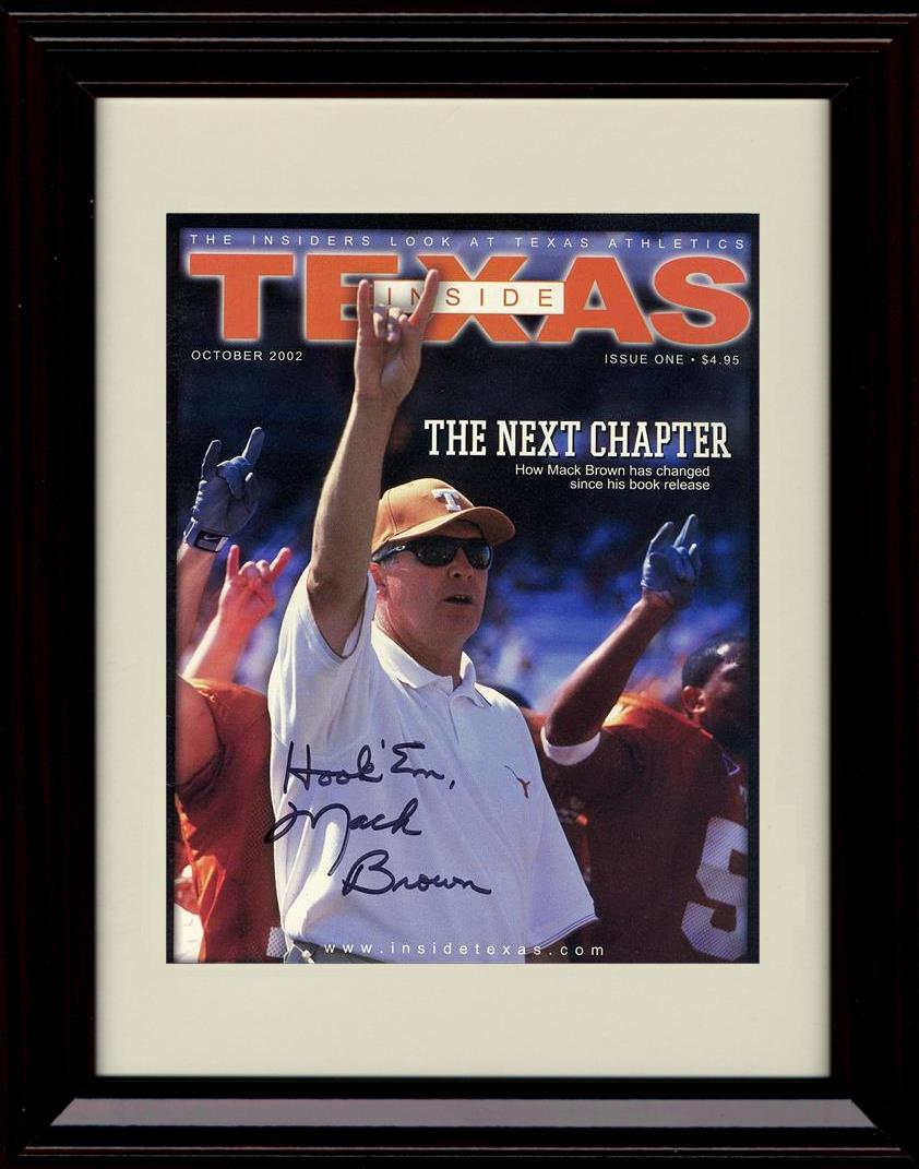 Framed 8x10 Coach Mack Brown Autograph Promo Print - Texas Longhorns- National Champs Framed Print - College Football FSP - Framed   