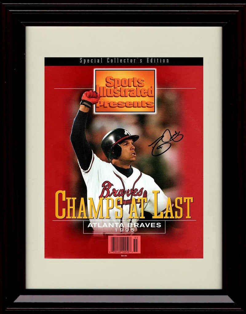 Framed 8x10 David Justice - 1995 Signed Sports Illus - Atlanta Braves Autograph Replica Print Framed Print - Baseball FSP - Framed   