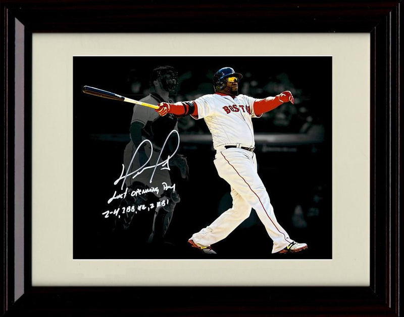 Framed 8x10 David Ortiz - Last Opening Day Swing - Boston Red Sox Autograph Replica Print Framed Print - Baseball FSP - Framed   