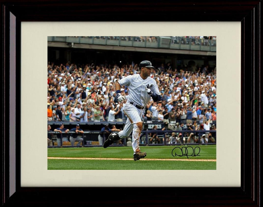 Framed 8x10 Derek Jeter - Running - New York Yankees Autograph Replica Print Framed Print - Baseball FSP - Framed   