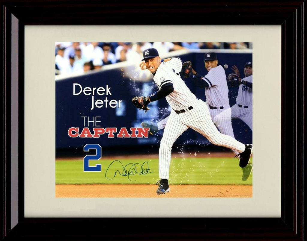 Unframed Derek Jeter - Throwing The Captain - New York Yankees Autograph Replica Print Unframed Print - Baseball FSP - Unframed   