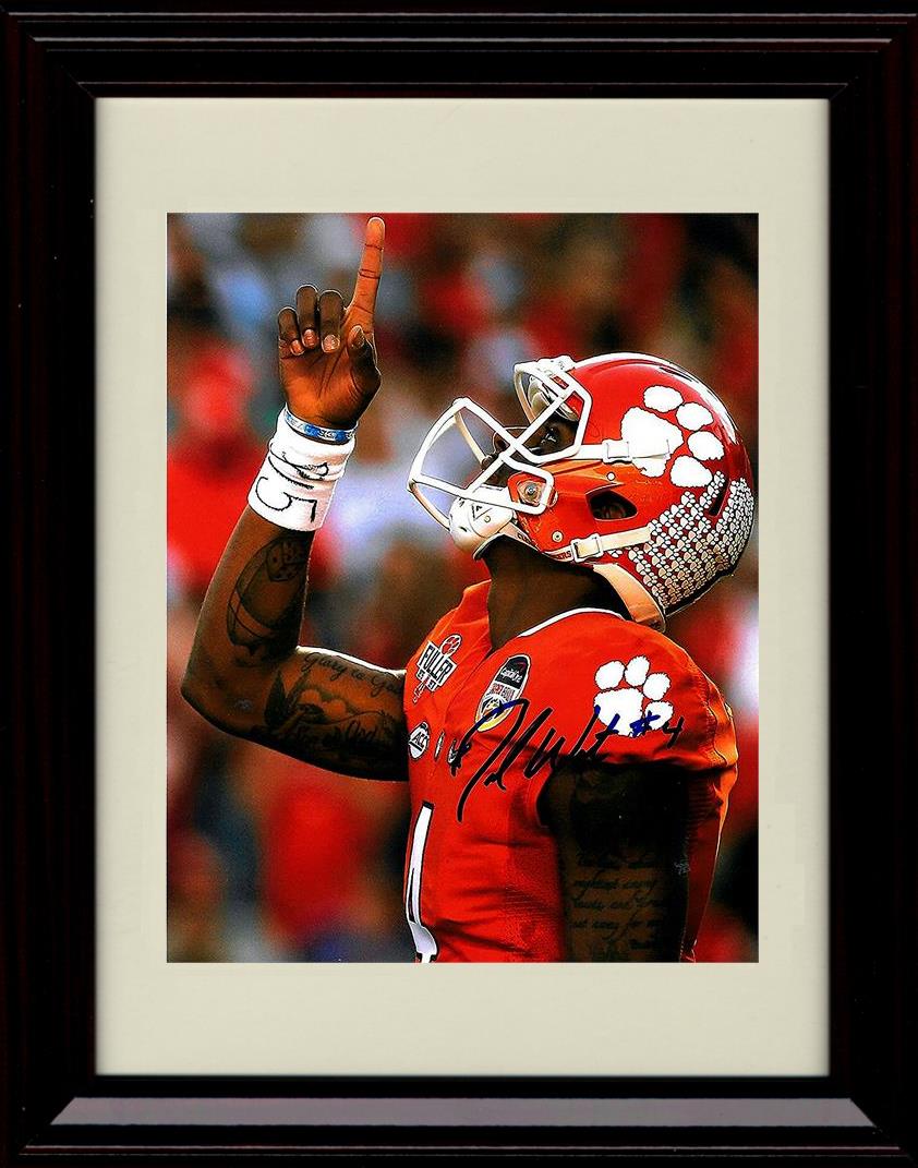 Unframed Deshaun Watson Autograph Promo Print - Clemson Tigers- Blue and White Braclet Pointing Unframed Print - College Football FSP - Unframed   