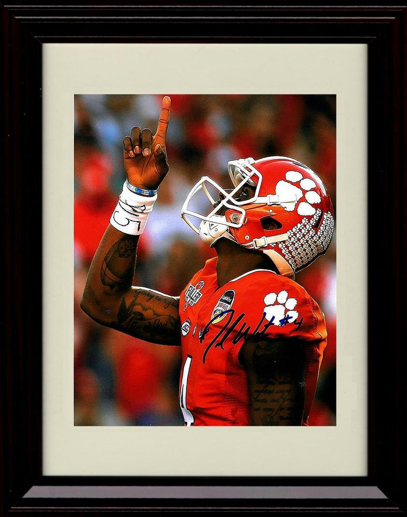 Framed 8x10 Deshaun Watson Autograph Promo Print - Clemson Tigers- Blue and White Braclet Pointing Framed Print - College Football FSP - Framed   