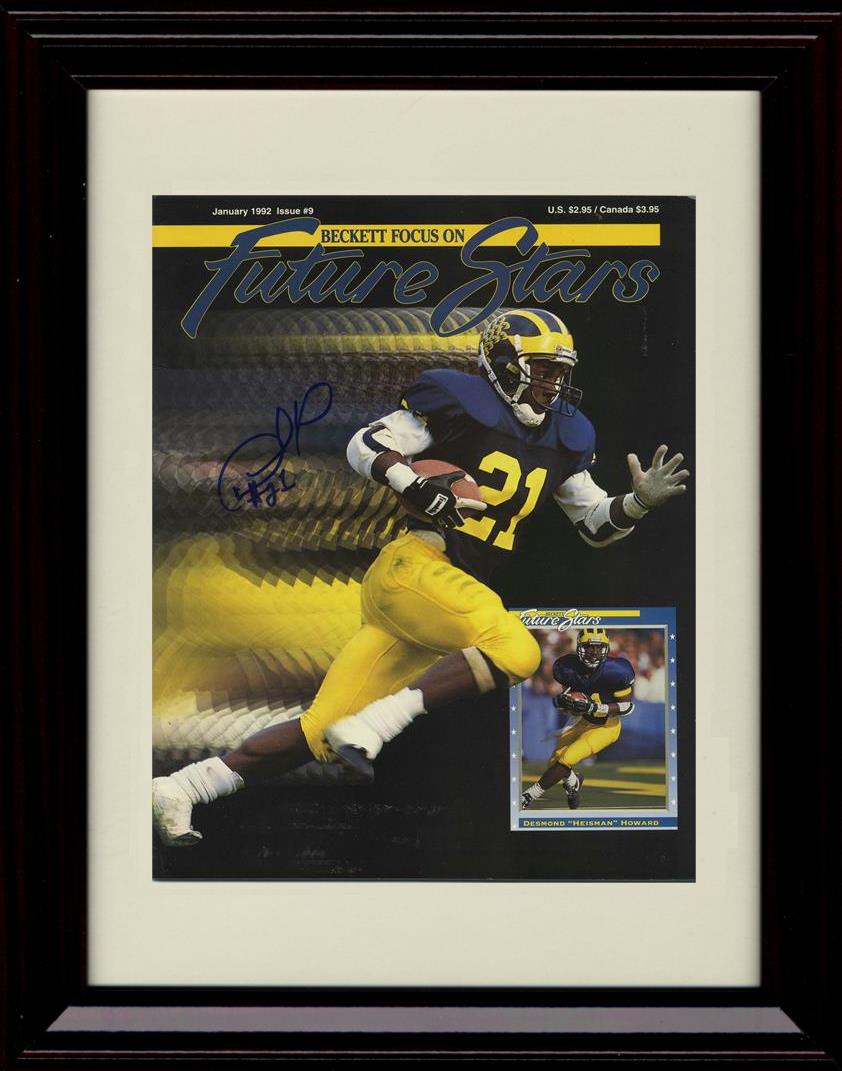 Framed 8x10 Desmond Howard Autograph Promo Print - Michigan Wolverines- Beckett Focus On Future Stars Framed Print - College Football FSP - Framed   