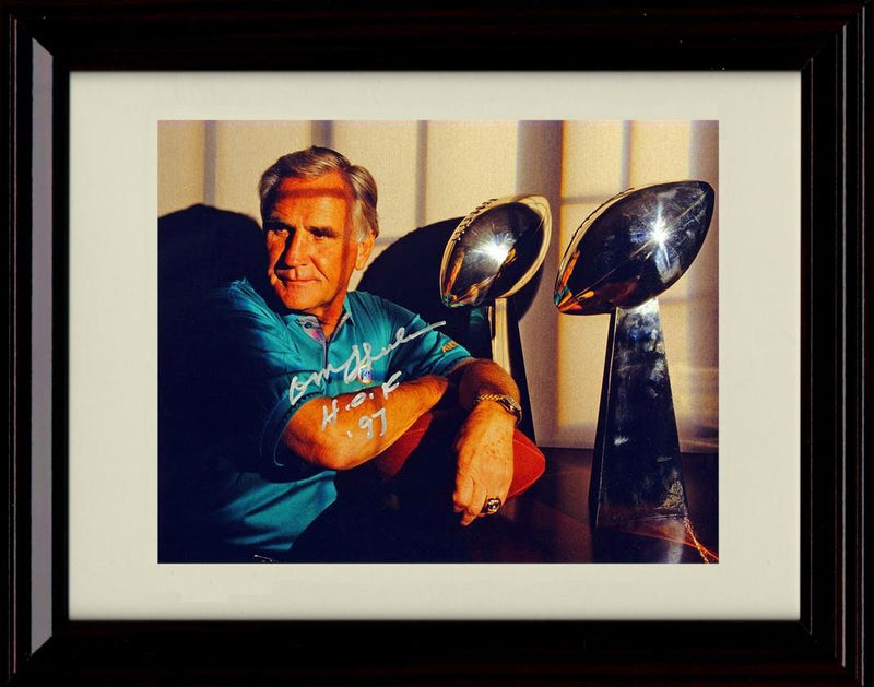 Unframed Don Shula - Miami Dolphins Autograph Promo Print - With Ring And Trophies HOF 97 Unframed Print - Pro Football FSP - Unframed   