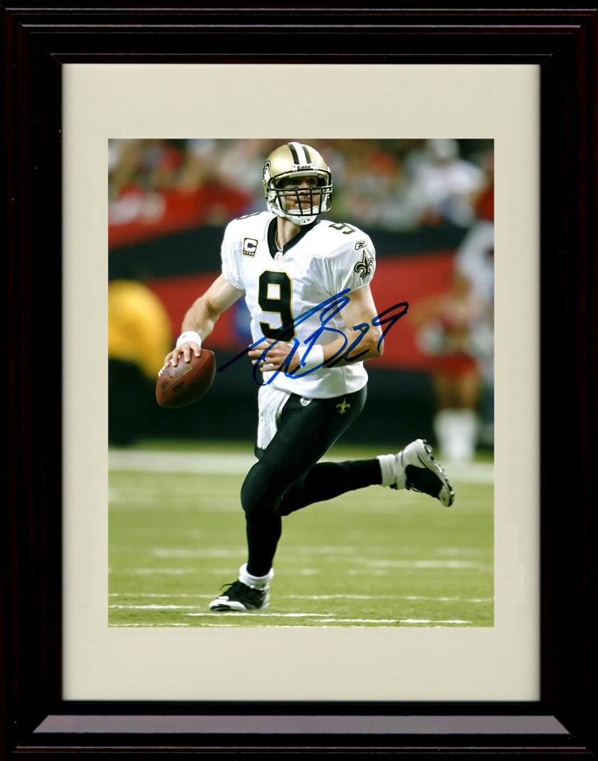 Unframed Drew Brees - New Orleans Saints Autograph Promo Print - Running With Ball Unframed Print - Pro Football FSP - Unframed   