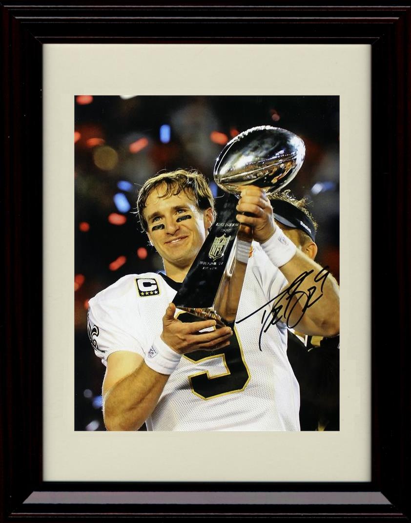 Unframed Drew Brees - New Orleans Saints Autograph Promo Print - Trophy Pose Unframed Print - Pro Football FSP - Unframed   