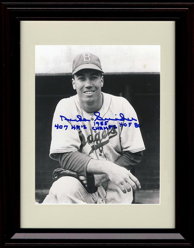 Framed 8x10 Duke Snider - Knee Pose With HOF Stats - Brooklyn Dodgers Autograph Replica Print Framed Print - Baseball FSP - Framed   