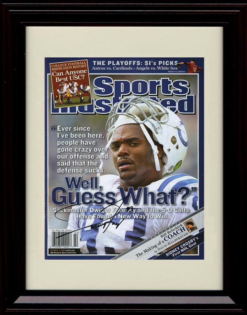 8x10 Framed Dwight Freeney - Indianapolis Colts Autograph Promo Print - Sports Illustrated Well Guess What Framed Print - Pro Football FSP - Framed   