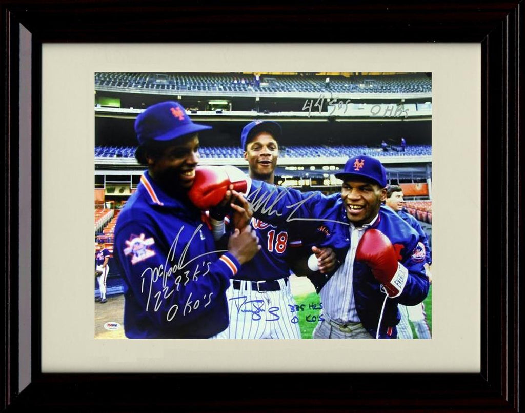 Framed 8x10 Dwight Gooden And Darryl Strawberry - New York Mets - With Mike Tyson Autograph Replica Print Framed Print - Baseball FSP - Framed   