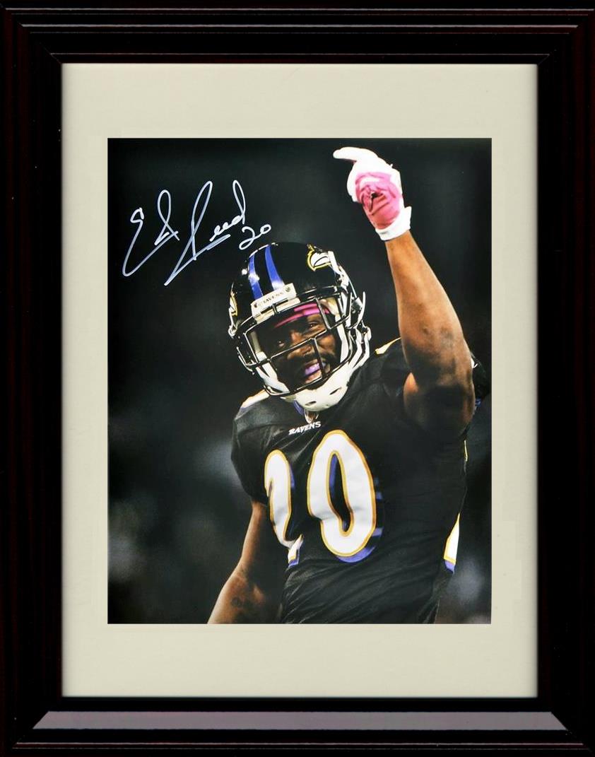 8x10 Framed Ed Reed - Baltimore Ravens Autograph Promo Print - Hand Raised Black Jersey Framed Print - Pro Football FSP - Framed   