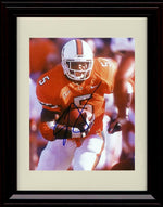 Framed 8x10 Edgerrin James Autograph Promo Print - Miami Hurricaines- On The Run Framed Print - College Football FSP - Framed   