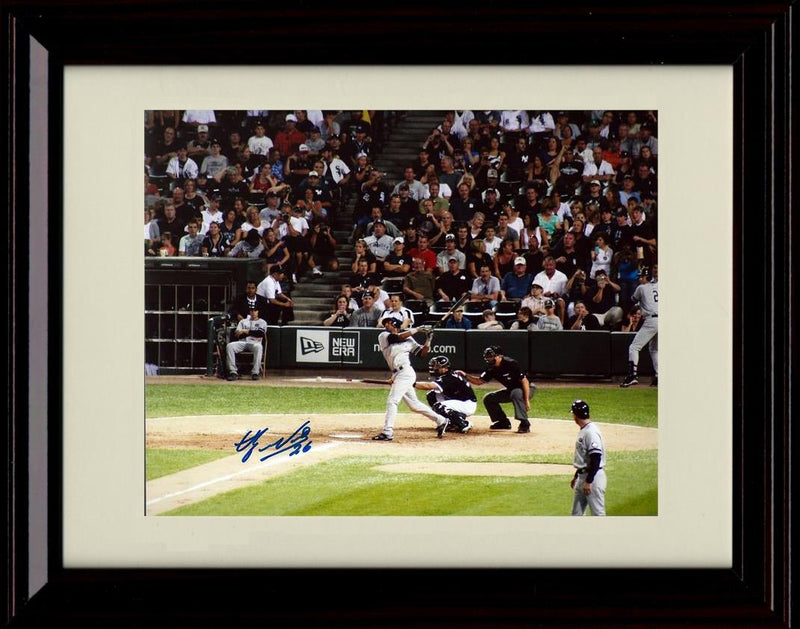 Framed 8x10 Eduardo Nunez - At Bat Home Plate Full View - New York Yankees Autograph Replica Print Framed Print - Baseball FSP - Framed   