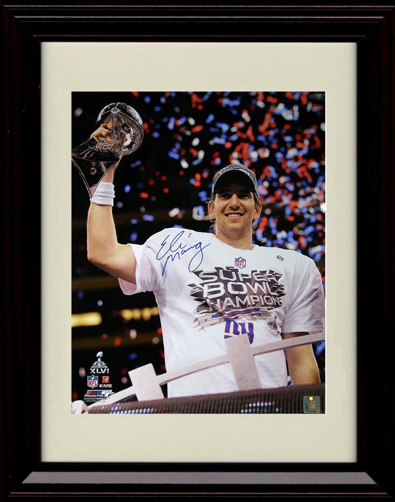 Unframed Eli Manning - New York Giants Autograph Promo Print - Trophy Raised Unframed Print - Pro Football FSP - Unframed   