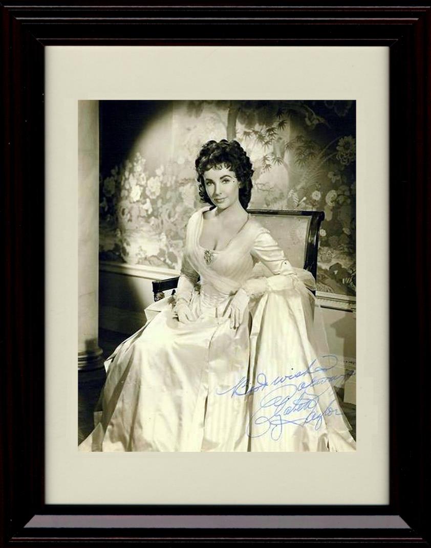 8x10 Framed Elizabeth Taylor Autograph Promo Print - Gown Framed Print - Movies FSP - Framed   