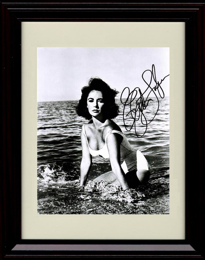 8x10 Framed Elizabeth Taylor Autograph Promo Print - Swimsuit Framed Print - Movies FSP - Framed   