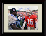 8x10 Framed Emmitt Smith and Joe Montana - Dallas Cowboys and San Francisco 49'ers Autograph Promo Print - HoF Handshake Framed Print - Pro Football FSP - Framed   