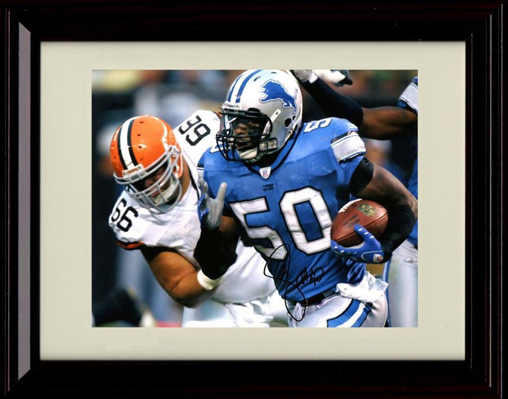 Unframed Ernie Sims - Detroit Lions Autograph Promo Print - Running Blue Jersey Unframed Print - Pro Football FSP - Unframed   