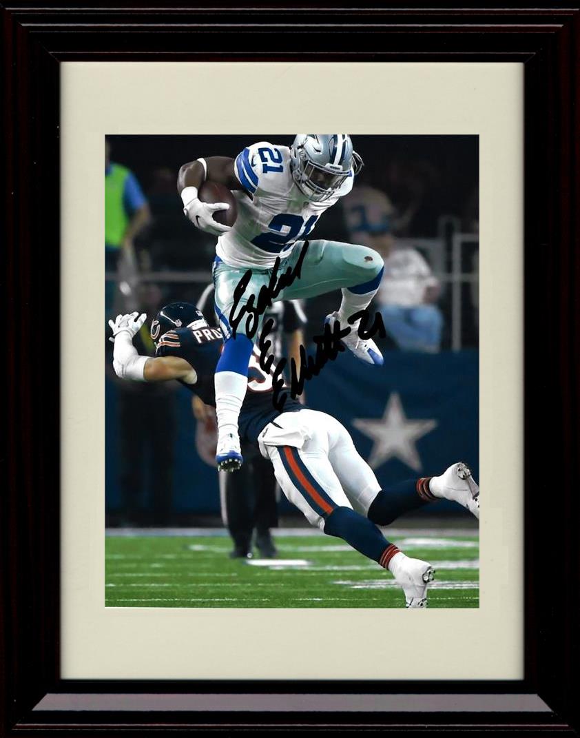 Unframed Ezekiel Elliott - Dallas Cowboys Autograph Promo Print - The Leap Unframed Print - Pro Football FSP - Unframed   