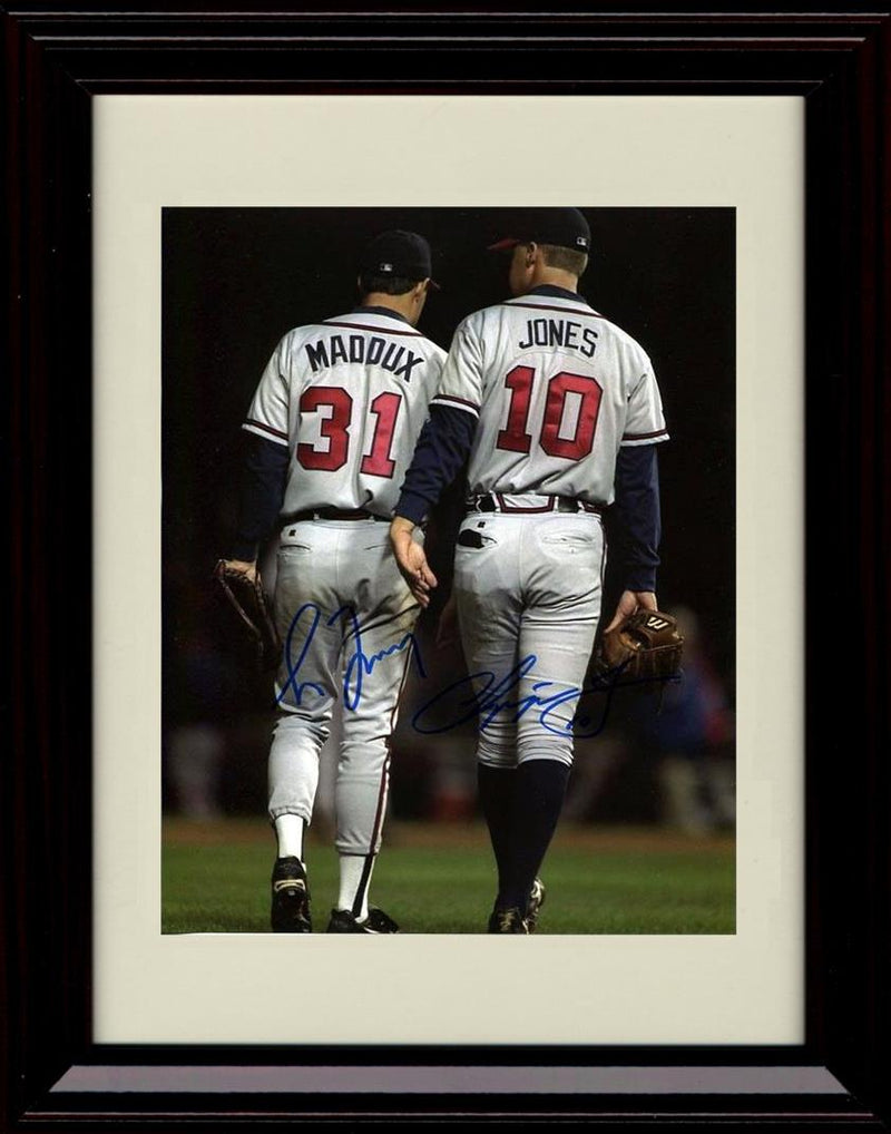 Framed 8x10 Greg Maddux and Chipper Jones - Teammates - Atlanta Braves Autograph Replica Print Framed Print - Baseball FSP - Framed   