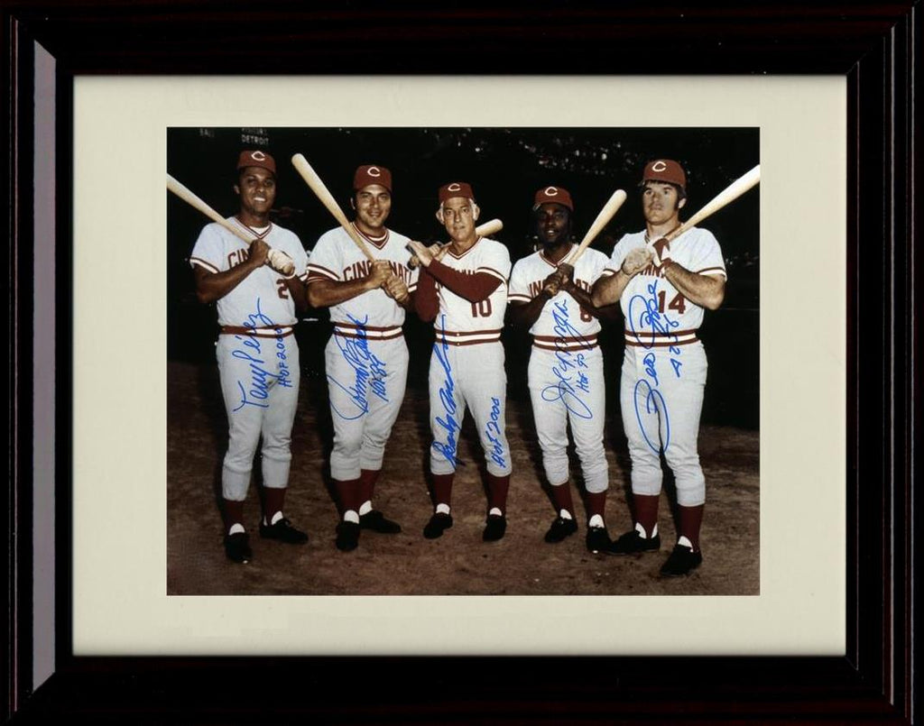 Unframed Big Red Machine - Rose, Morgan, Perez, Bench, Sparky - Cincinatti Reds Autograph Replica Print Unframed Print - Baseball FSP - Unframed   