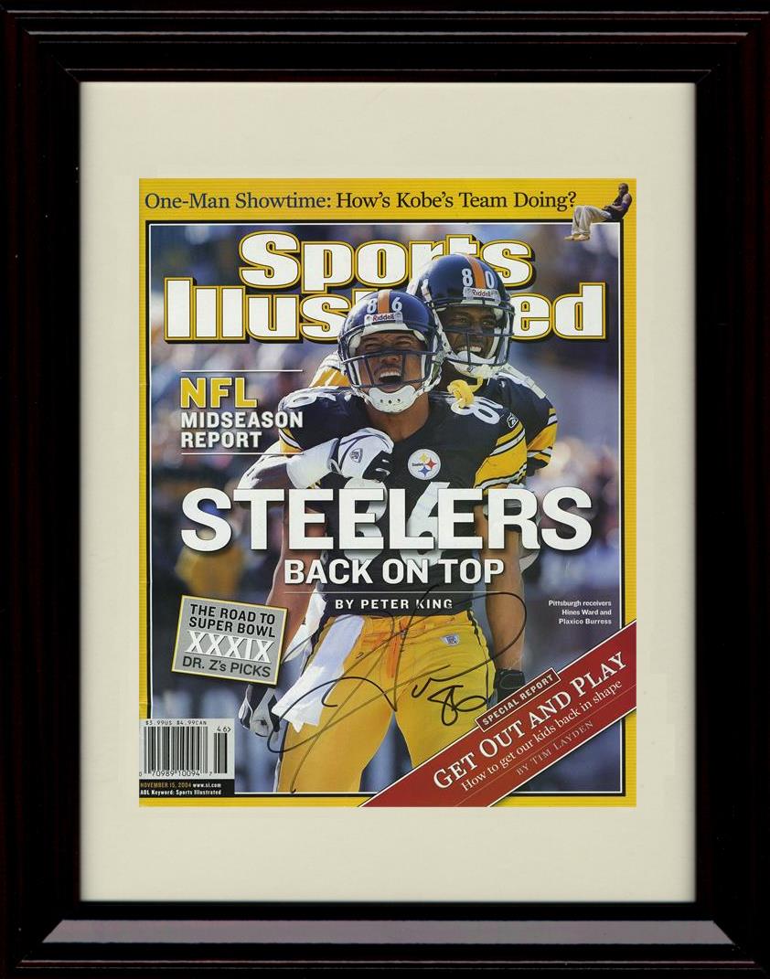 8x10 Framed Hines Ward And Plaxico Burress - Pittsburgh Steelers Autograph Promo Print - 2004 Sports Illustrated Steelers Back On Top Framed Print - Pro Football FSP - Framed   