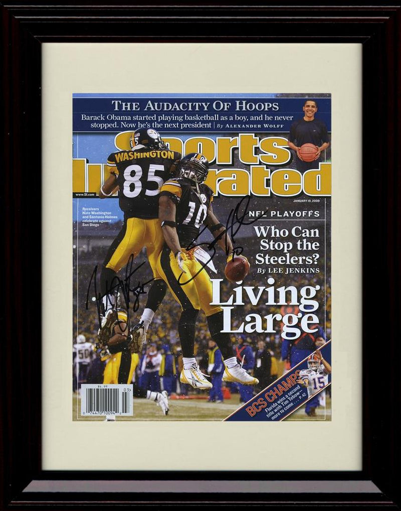 8x10 Framed Holmes and  Harrison - Pittsburgh Steelers Autograph Promo Print - Sports Illustrated Living Large Framed Print - Pro Football FSP - Framed   