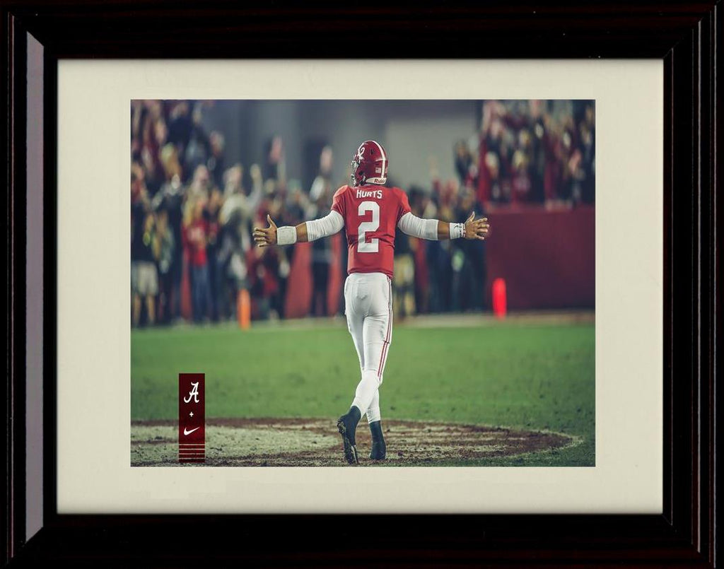 Unframed Jalen Hurts Autograph Promo Print - Alabama Crimson Tide- Arms Extended Unframed Print - College Football FSP - Unframed   