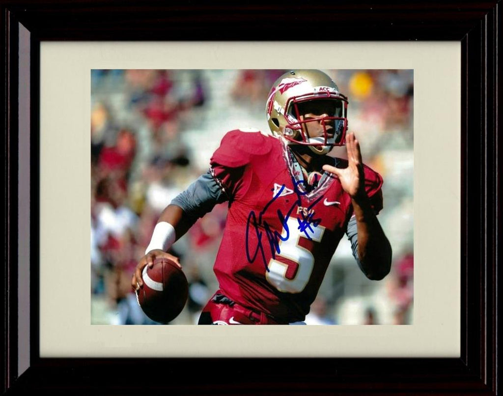 Framed 8x10 Jameis Winston Autograph Promo Print - Florida State- On The Run Framed Print - College Football FSP - Framed   