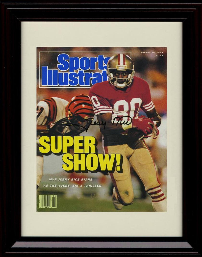 8x10 Framed Jerry Rice - San Francisco 49ers Autograph Promo Print - 1989 Super Bowl Sports Illustrated Framed Print - Pro Football FSP - Framed   