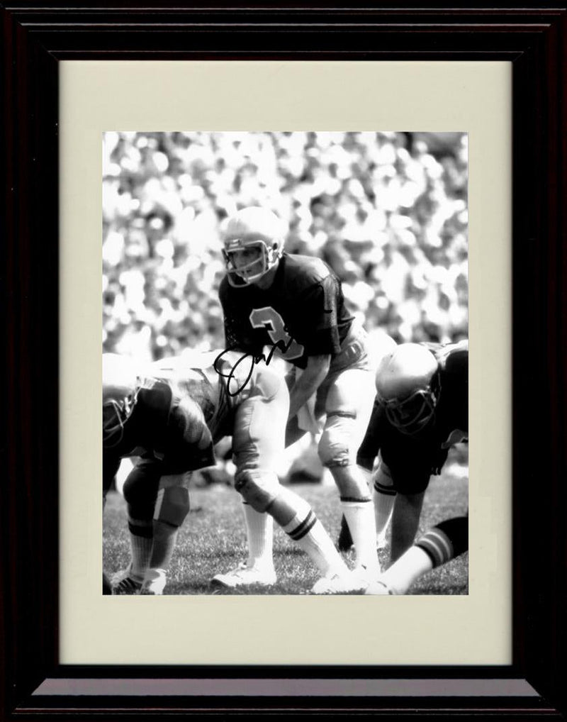 Framed 8x10 Joe Montana Autograph Promo Print - Notre Dame- Black and White Framed Print - College Football FSP - Framed   