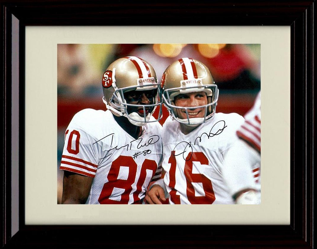 8x10 Framed Joe Montana and Jerry Rice - San Francisco 49ers Autograph Promo Print - Smiling Framed Print - Pro Football FSP - Framed   