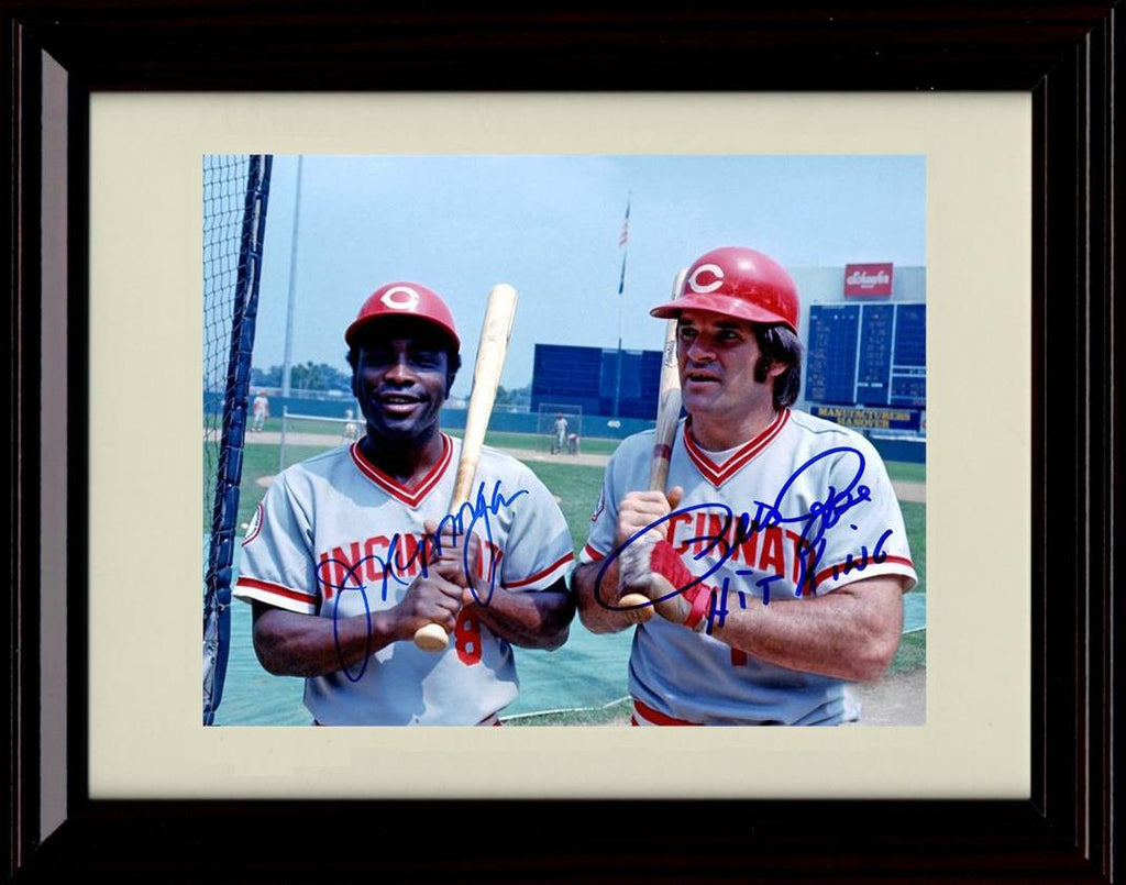 Unframed Joe Morgan And Pete Rose - Side By Side With Bats - Cincinnati Reds Autograph Replica Print Unframed Print - Baseball FSP - Unframed   