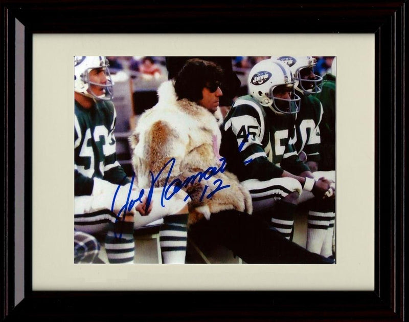 Framed 8x10 Joe Namath Autograph Promo Print - New York Jets- Fur Coat Framed Print - College Football FSP - Framed   