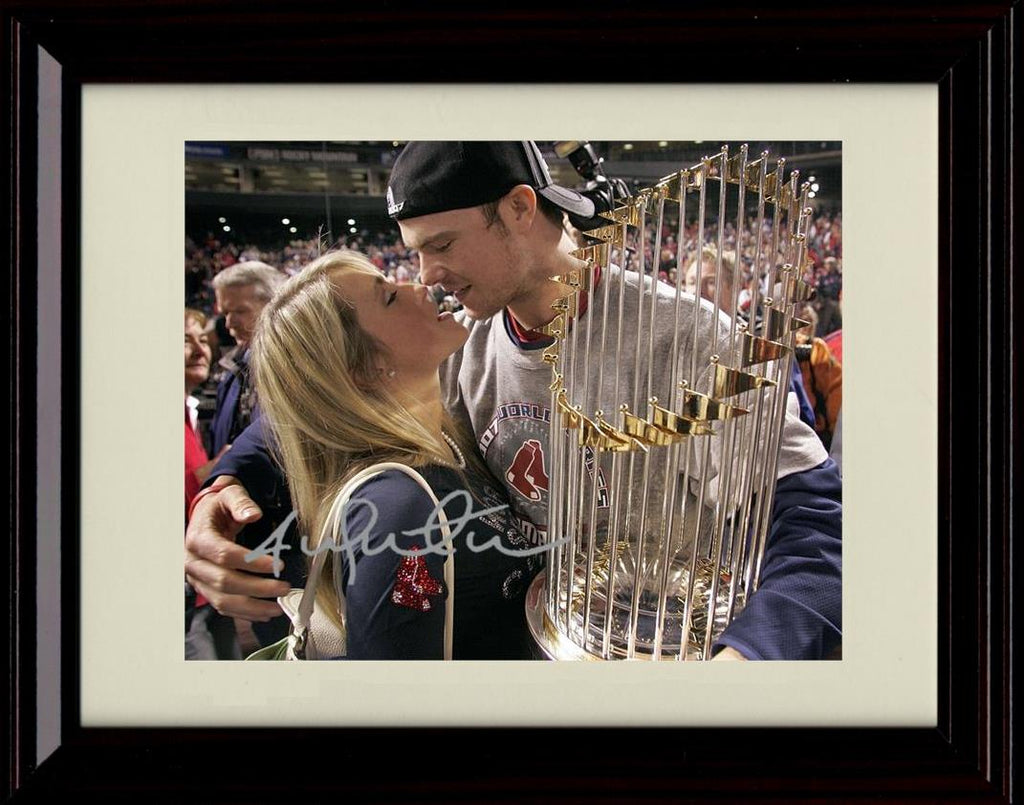 Framed 8x10 Jon Lester - World Series Trophy With Sweetheart - Boston Red Sox Autograph Replica Print Framed Print - Baseball FSP - Framed   