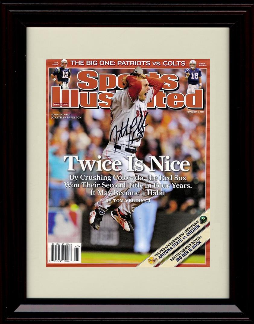 Framed 8x10 Jonathan Papelbon - Sports Illustrated Twice Is Nice - Boston Red Sox Autograph Replica Print Framed Print - Baseball FSP - Framed   