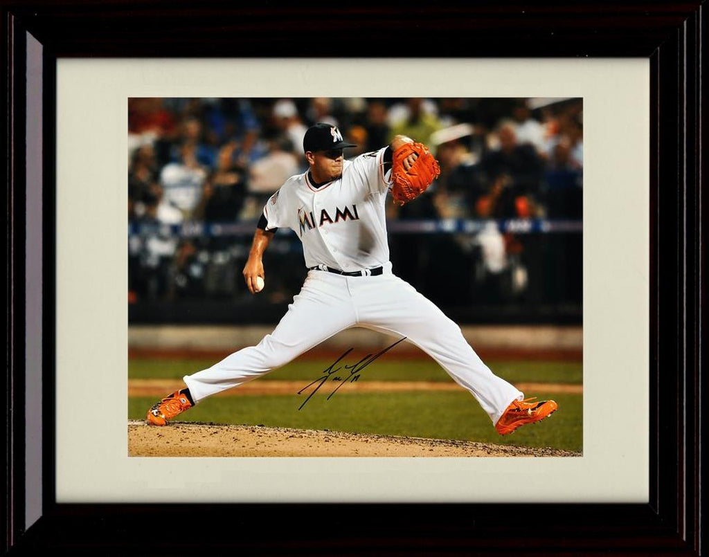 Framed 8x10 Jose Fernandez - Pitch Release - Miami Marlins Autograph Replica Print Framed Print - Baseball FSP - Framed   