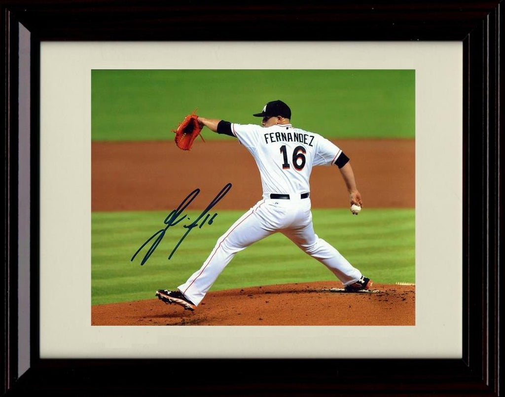 Framed 8x10 Jose Fernandez - Side View - Miami Marlins Autograph Replica Print Framed Print - Baseball FSP - Framed   