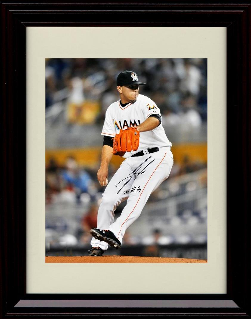 Framed 8x10 Jose Fernandez - Black Shoes - Miami Marlins Autograph Replica Print Framed Print - Baseball FSP - Framed   